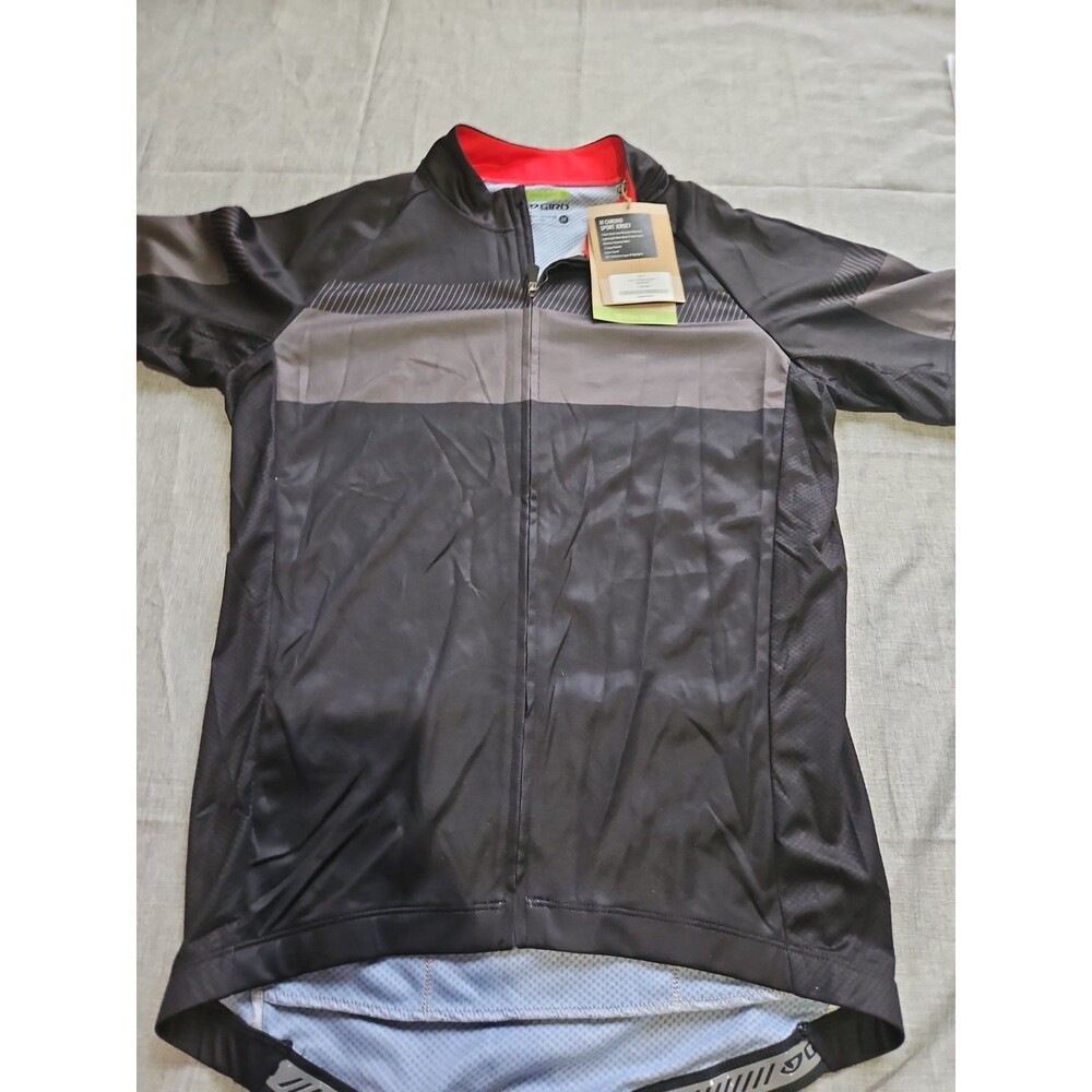 NWT Giro Men’s Cycling Jersey Medium Black Grey Colorblock Short Sleeve Full Zip